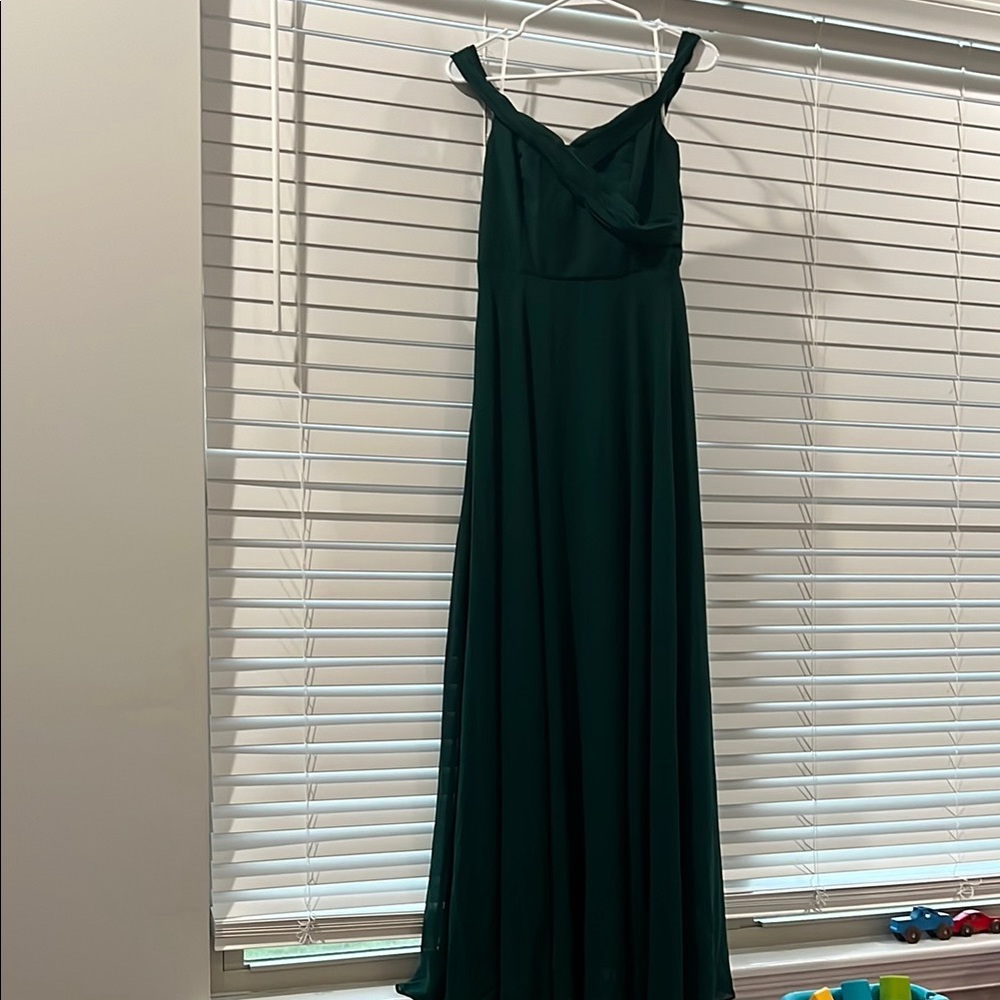 Lulu's Green Ruched Maxi Gown for Prom
